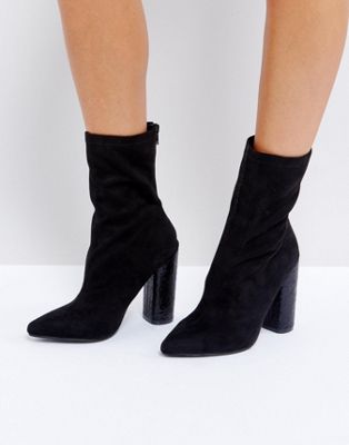 Public Desire Universe Black Crackled Heeled Ankle Boots