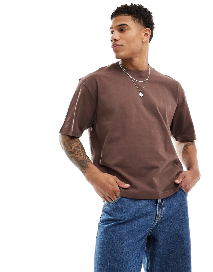 Pull & Bear boxy t-shirt in brown