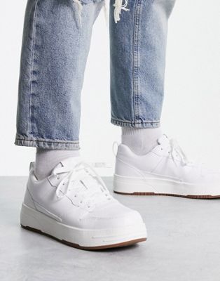 Pull&Bear chunky lace up trainers in white