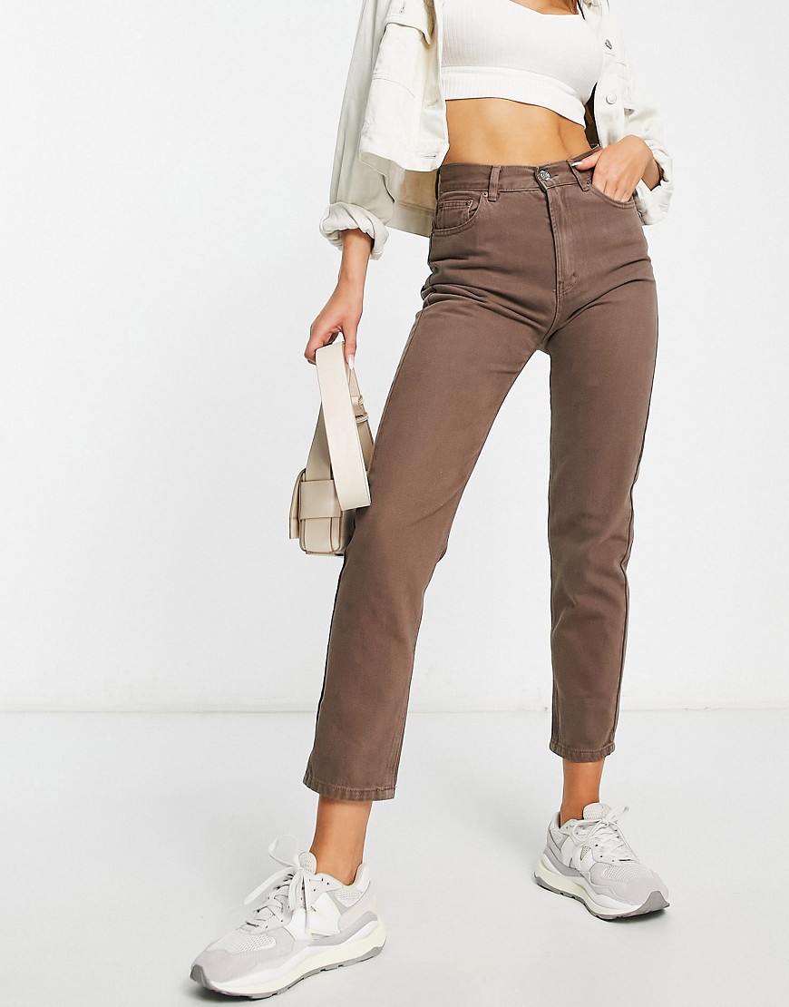Pull & Bear high waisted mom jean in brown