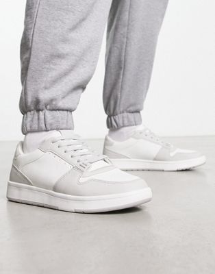 Pull&Bear low colourblock trainer in grey