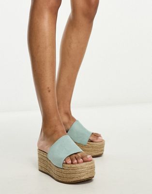 Pull&Bear platform espadrille sandal in light blue