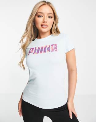 Puma boyfriend t-shirt in blue with tie dye logo - Click1Get2 Cyber Monday