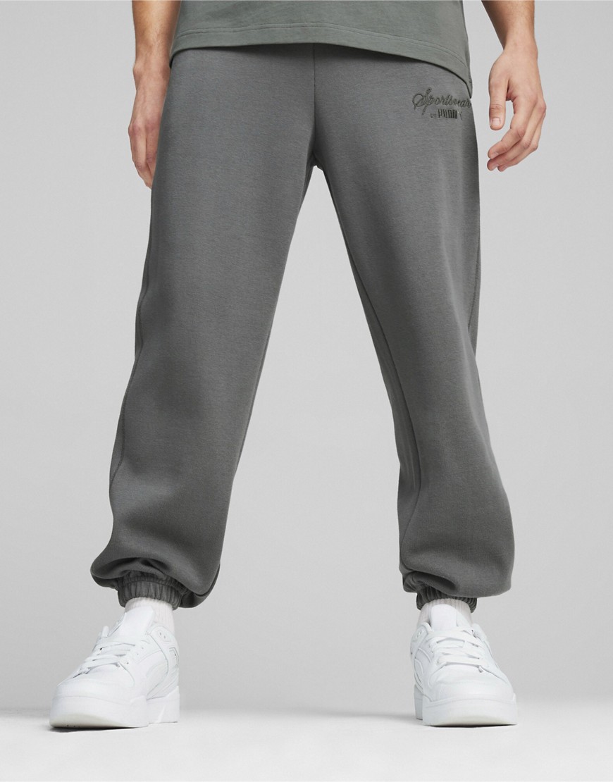 Puma Classics+ sweatpants in mineral gray-Grey