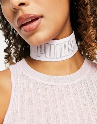 Puma Icons 2.0 velour logo choker in pastel pink - Click1Get2 Deals