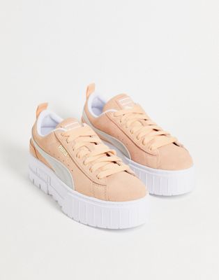 Mayze platform trainers in peach and white