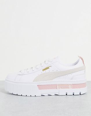 Mayze trainers in white oatmeal and pink