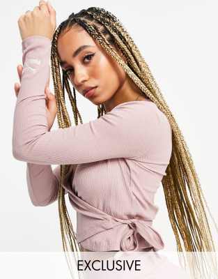 Puma ribbed wrap top in pink - exclusive to ASOS - Click1Get2 Price Drop