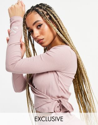 Puma ribbed wrap top in pink - exclusive to ASOS - Click1Get2 Promotions