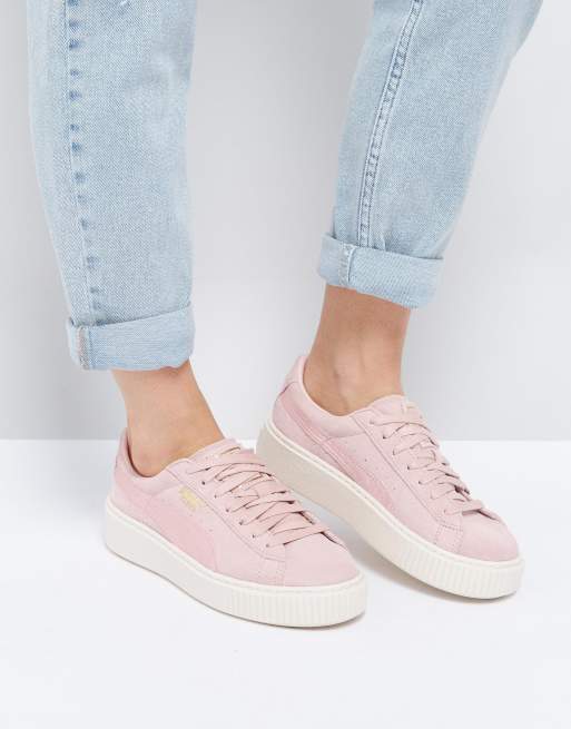 puma suede platform pink