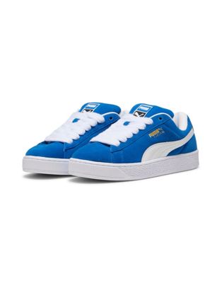 Suede XL trainers in blue and white