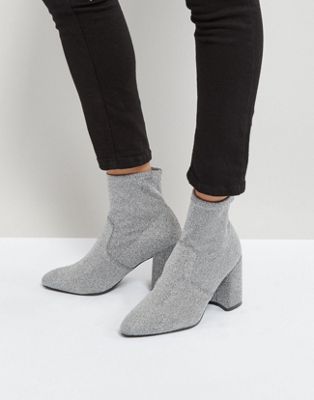 Qupid Sock Block Heel Boot