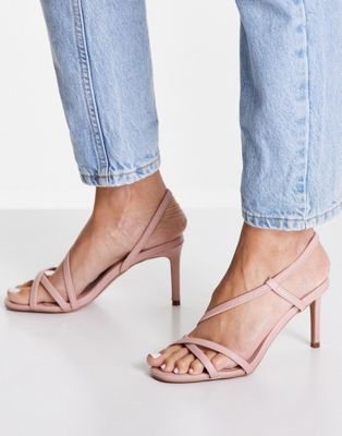 strappy heeled sandals in pink