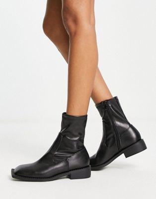 Annelien square toe sock boots in black - exclusive to ASOS