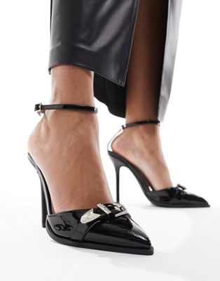 Bellia heeled shoe with buckle in black