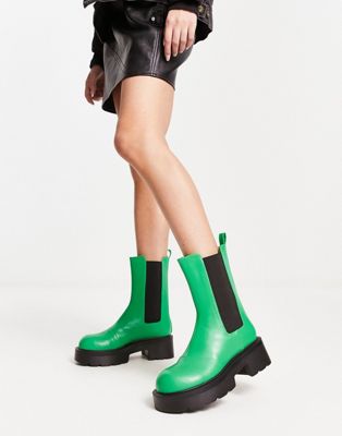 Delphine chunky ankle boots in green