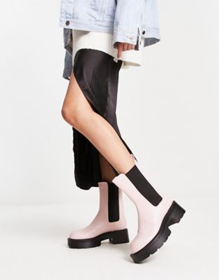 Delphine chunky ankle boots in pale pink