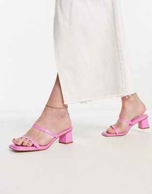 Frieda strappy mid heeled sandals in hot pink