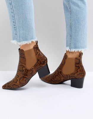 RAID Wendy Faux Snake Heeled Ankle Boots