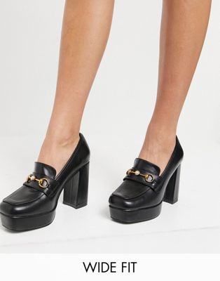 Estera chunky heeled loafer shoes in black