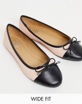 Exclusive Dazer ballerina flats with contrast toe in blush