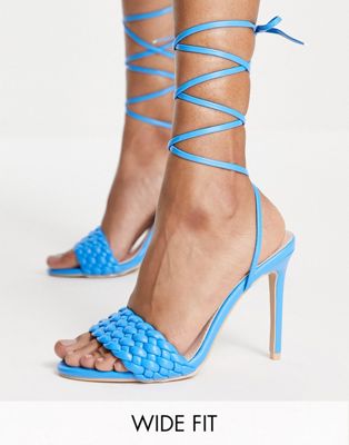 Garry plait strap heeled sandals in blue