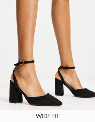 RAID Wide Fit Neima block heeled shoes in black