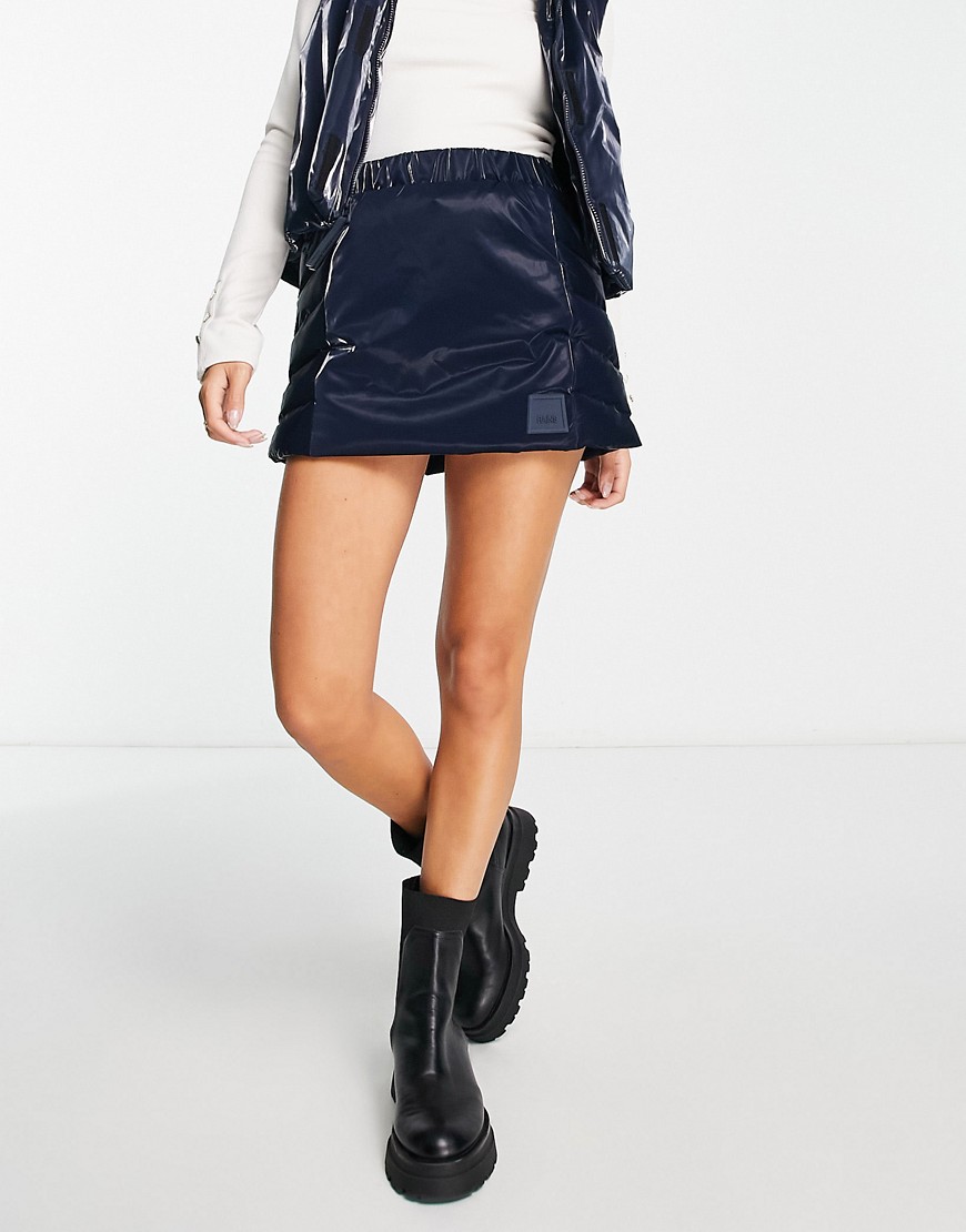 Rains Loop waterproof puffer mini skirt in ink-Navy