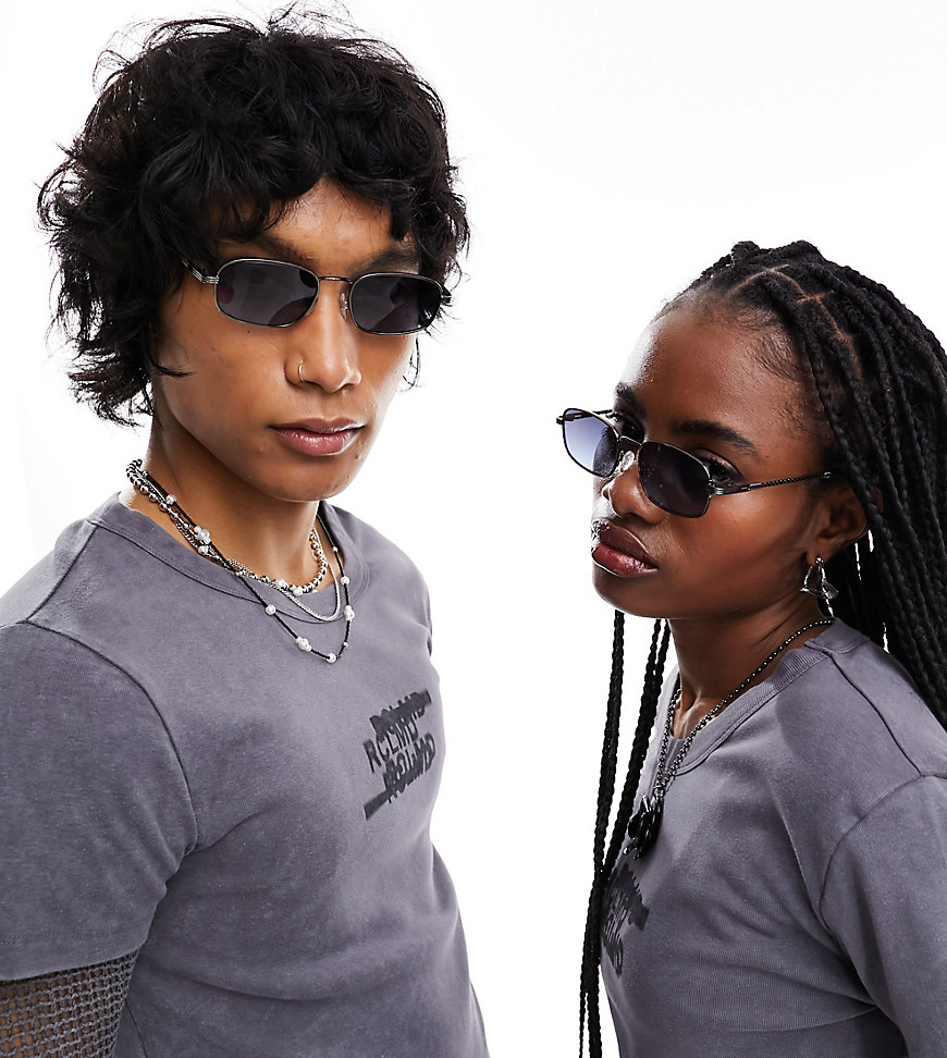 Reclaimed Vintage unisex 90s wire frame sunglasses in black