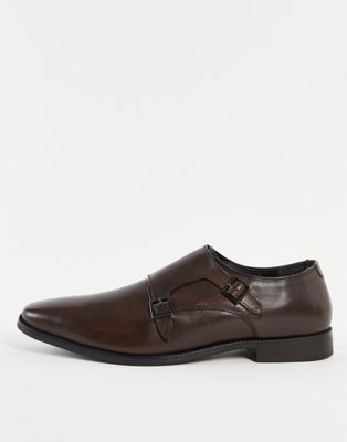 monk shoes in brown leather