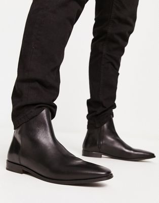 side seam smart ankle boots in black leather