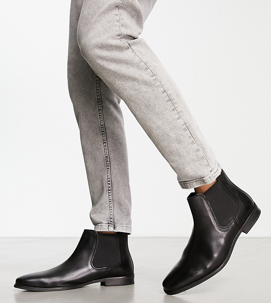 Red Tape wide fit leather formal chelsea boots in black