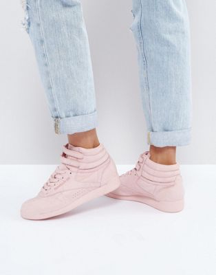 Reebok Classic Freestyle High Top Sneakers In Pink