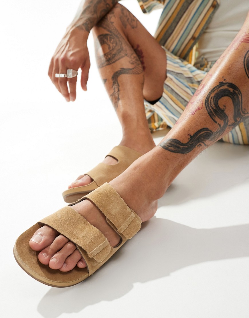 Reef Ojai two bar sandals in tan suede-Brown