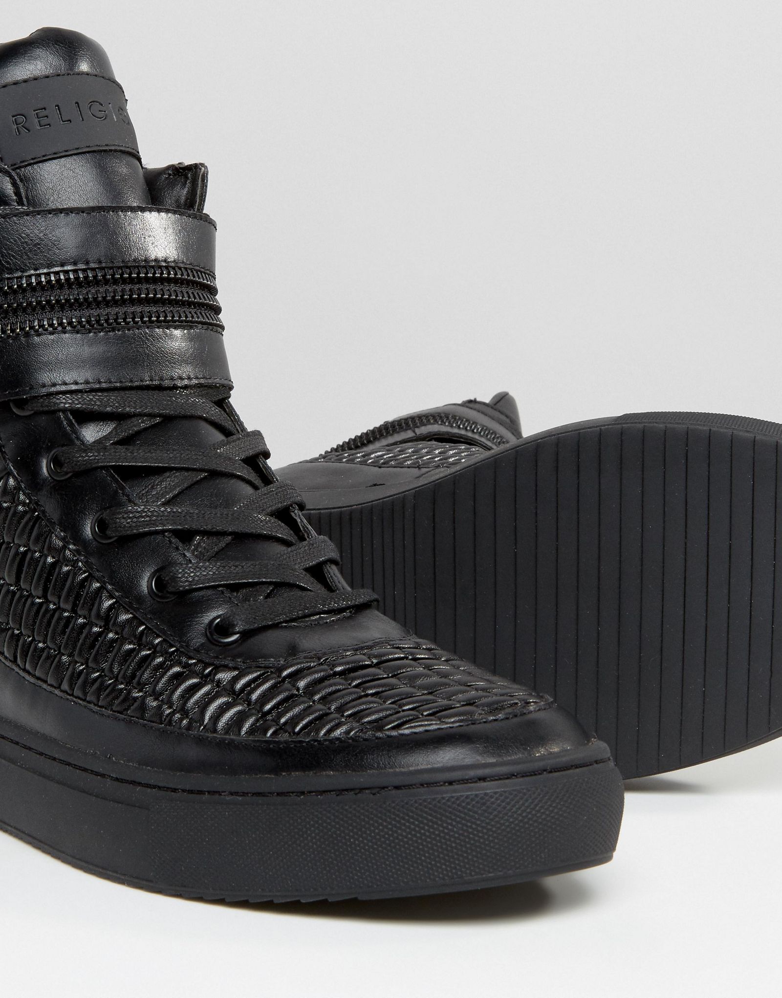 Religion Pleated Hi Top Trainers