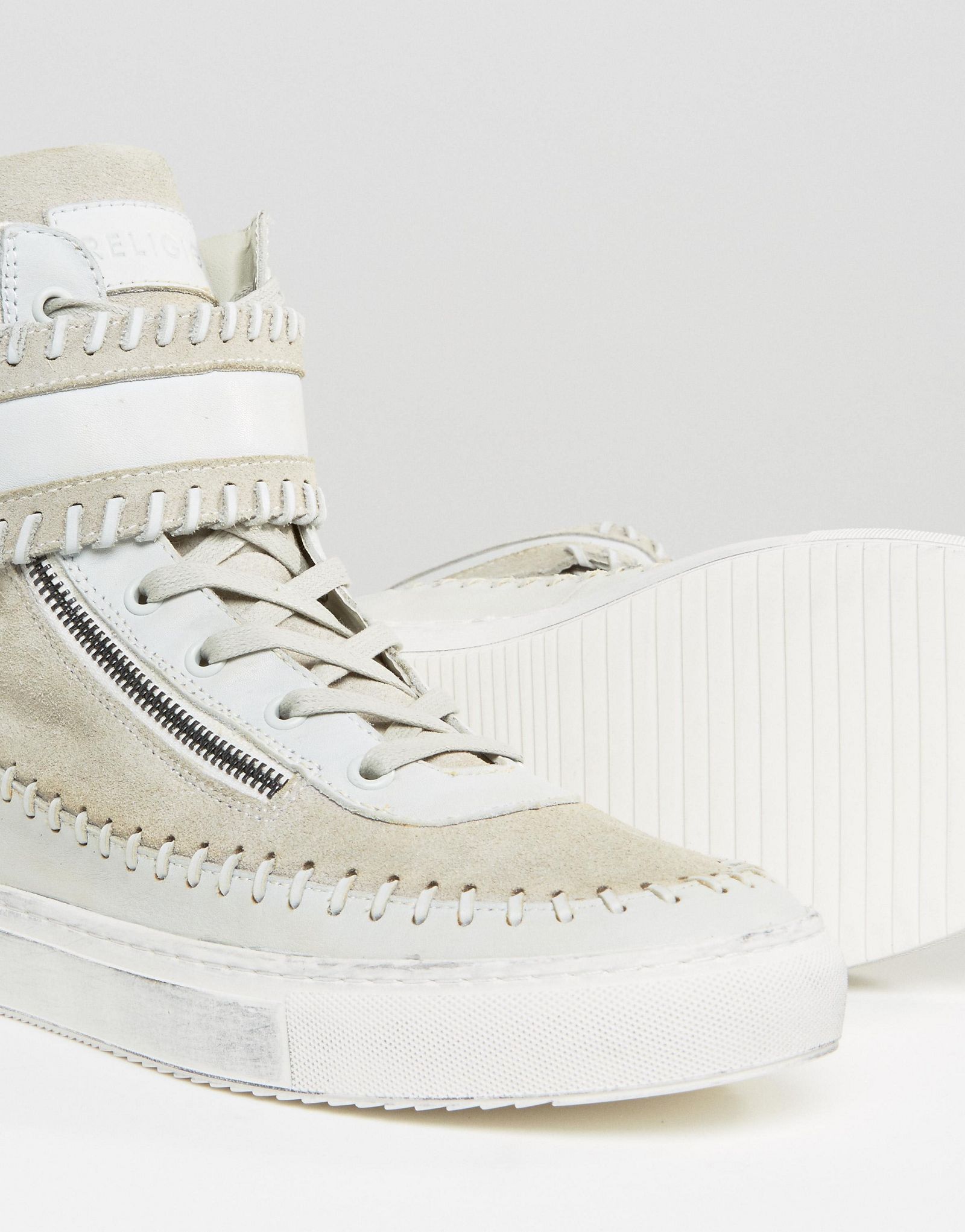 Religion Washed Field Hi Top Trainers