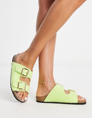 sheepskin sandals in green