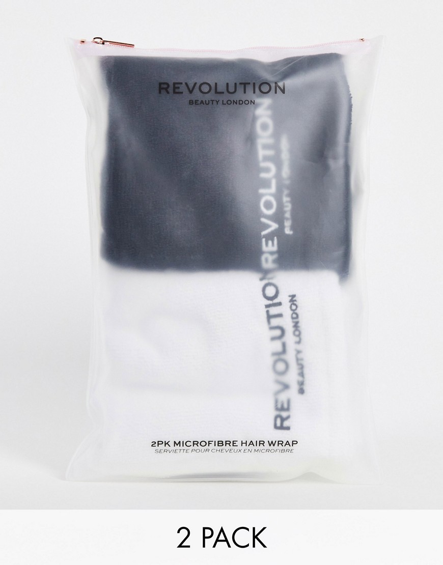 Revolution Hair 2pk Microfibre Hair Towel Wrap Black/White-No colour
