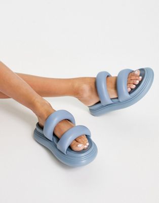 chunky double strap flatform sandal in blue