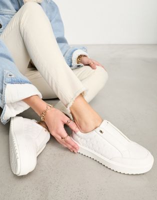 embossed platform trainers in white