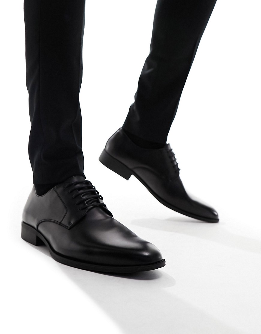River Island formal point derby shoes in black