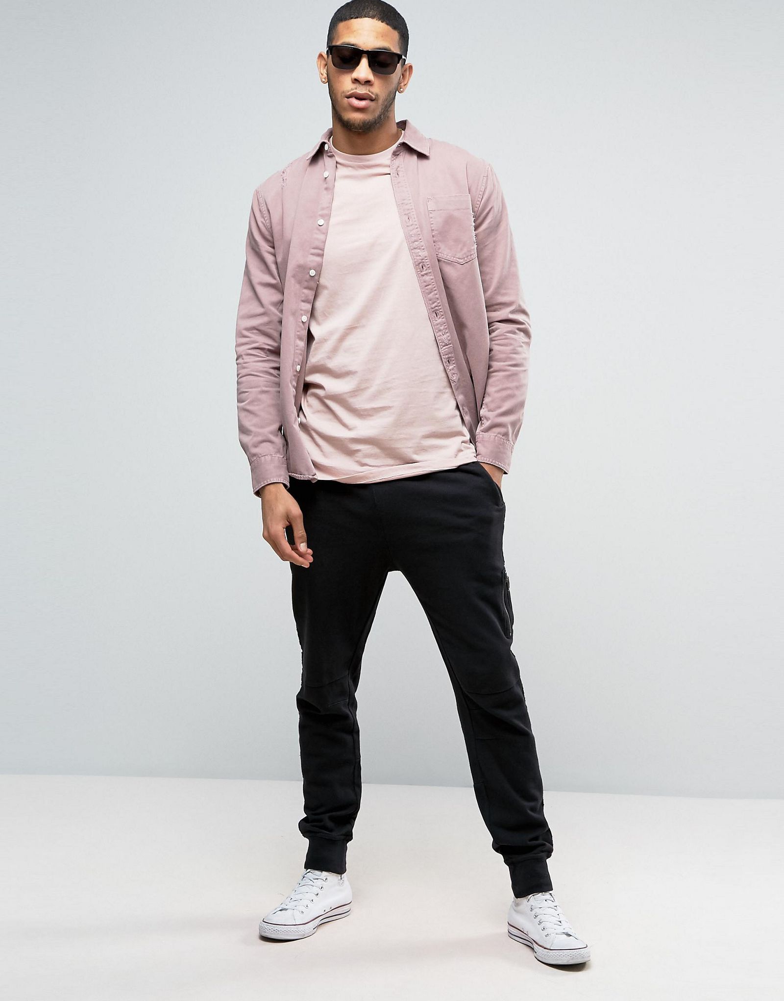 River Island Longline T-Shirt With Curved Hem In Pink