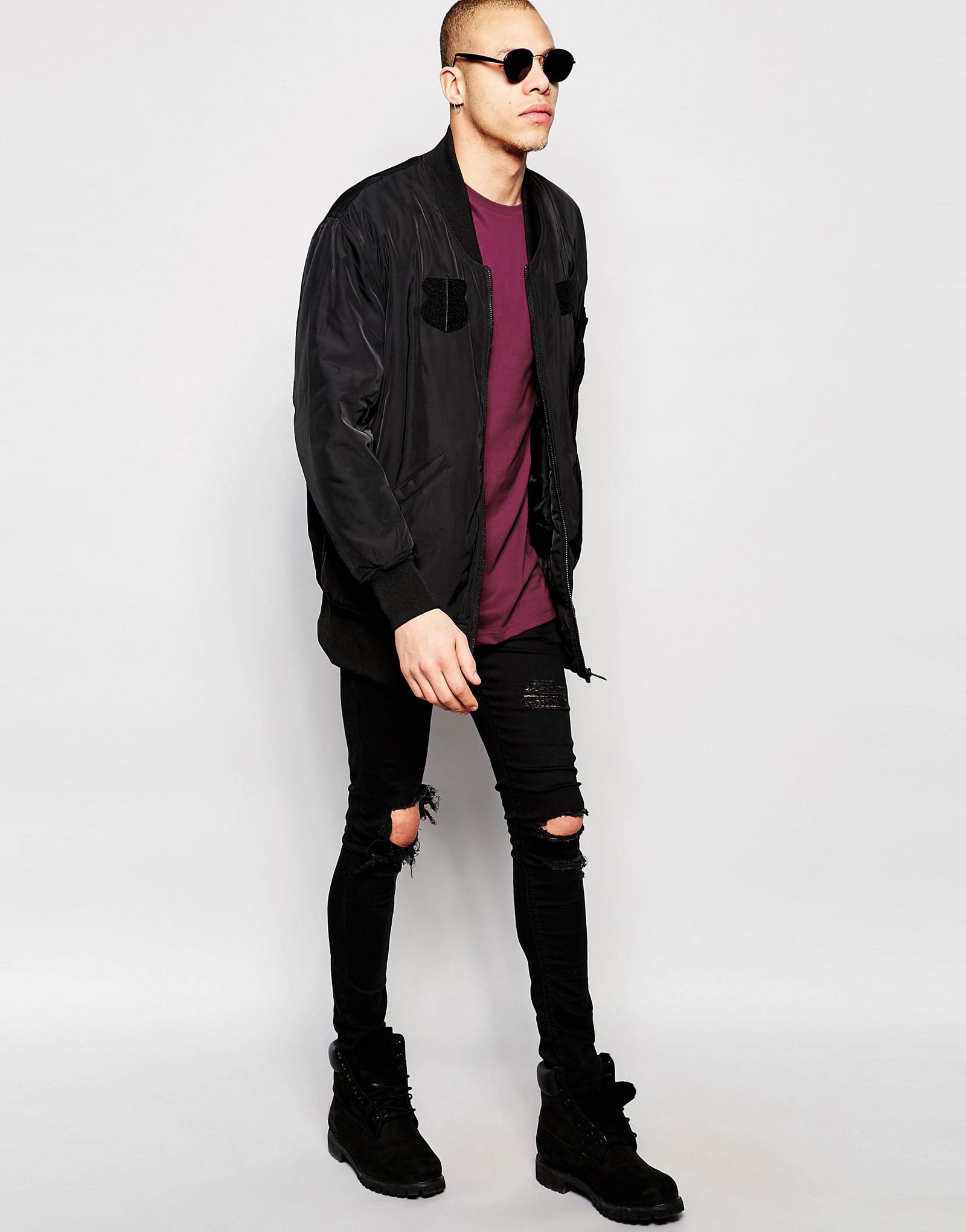 River Island Longline T-Shirt With Dropped Hem In Burgundy