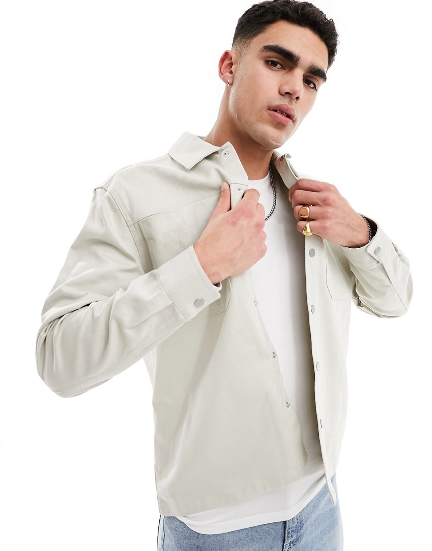 River Island overshirt in light stone-Neutral