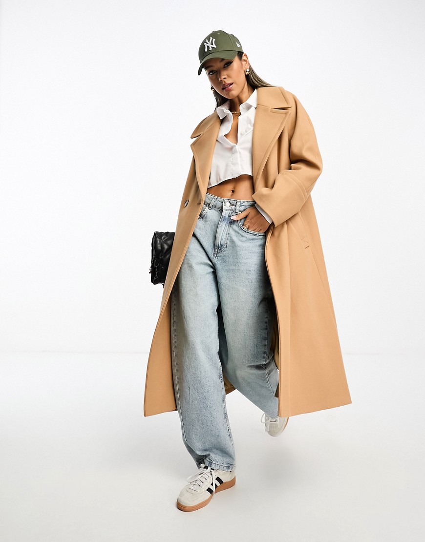River Island oversized slouch trench coat in light brown