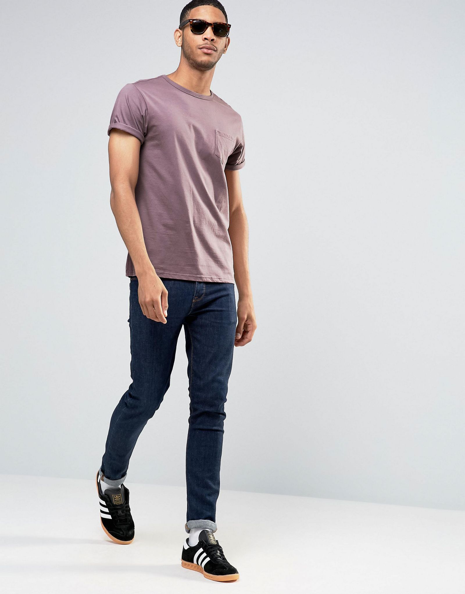 River Island Roll Sleeve Pocket T-Shirt In Pink