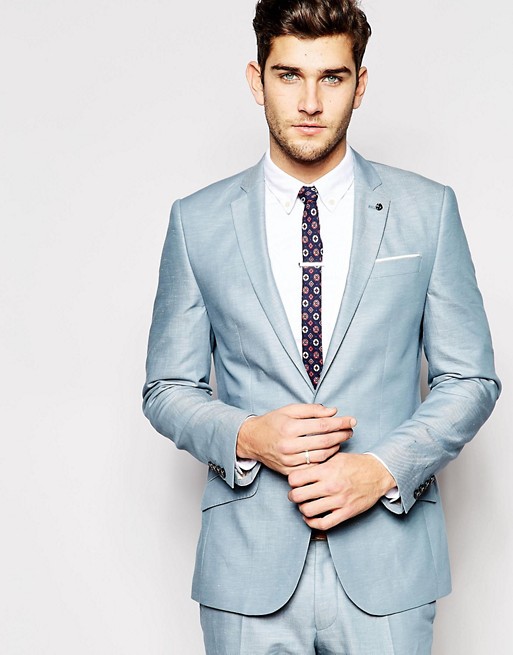 River Island Pale Blue Suit in Slim Fit