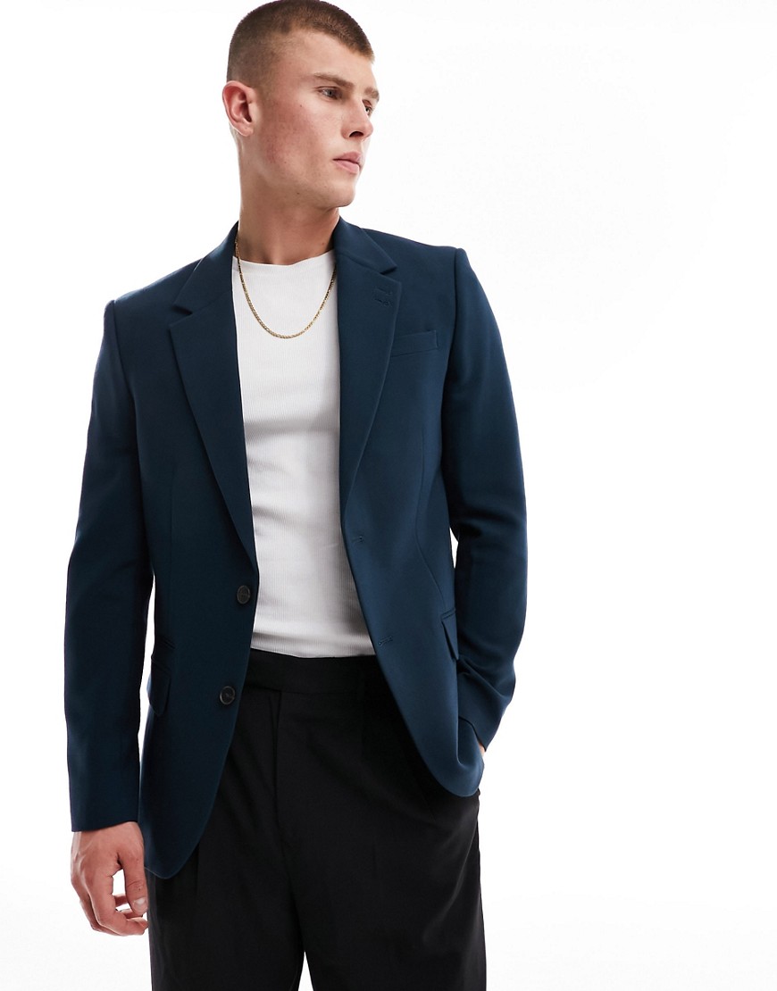 River Island slim suit jacket in blue