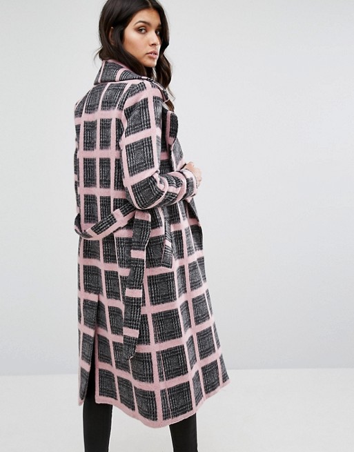 River Island | River Island Tailored Belted Check Coat
