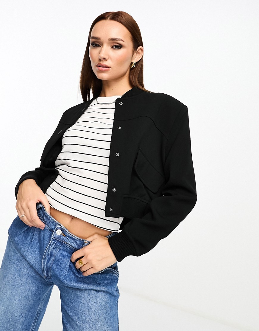 River Island tailored bomber jacket in black